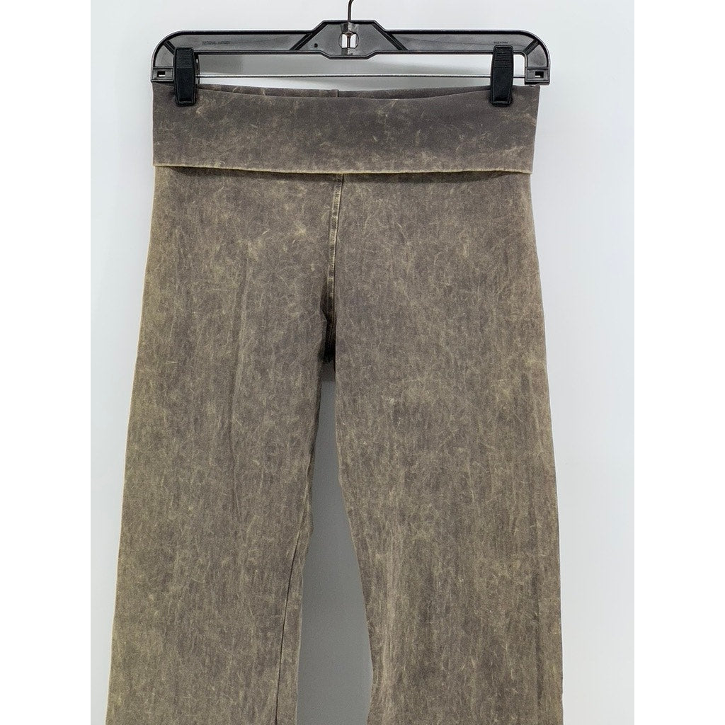 T-PARTY Women's Gray-Brown Tie-Dye Wide-Leg Fold Over Leggings SZ S