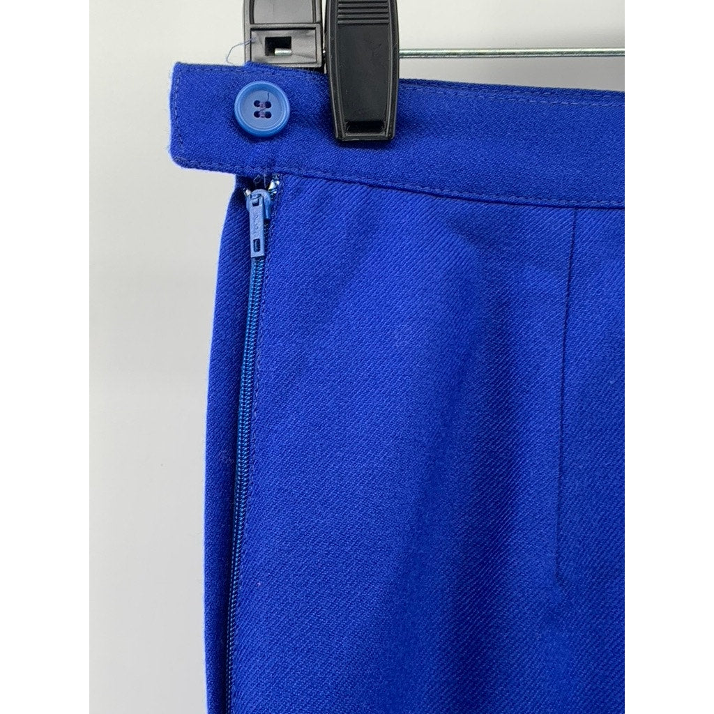 H.W. LTD Women's Royal Blue Wool A-Line Midi Skirt SZ 8