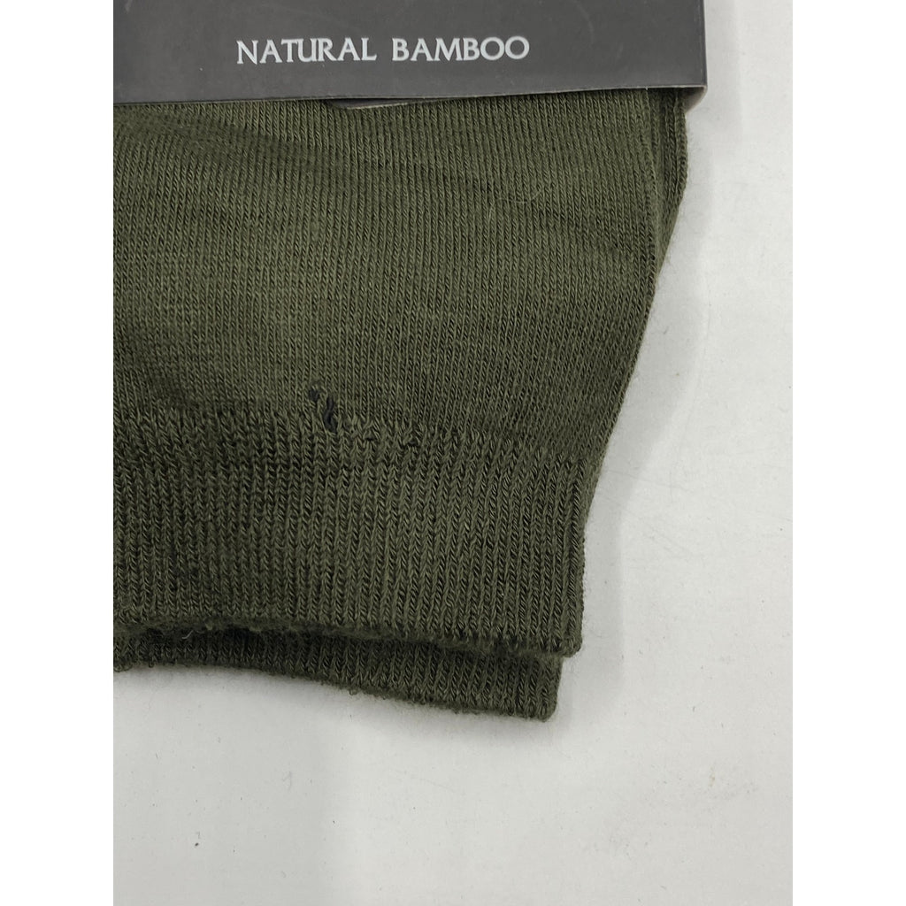 MEMOI Women's Military Olive Knit Natural Blend Bamboo Crew Socks SZ OS