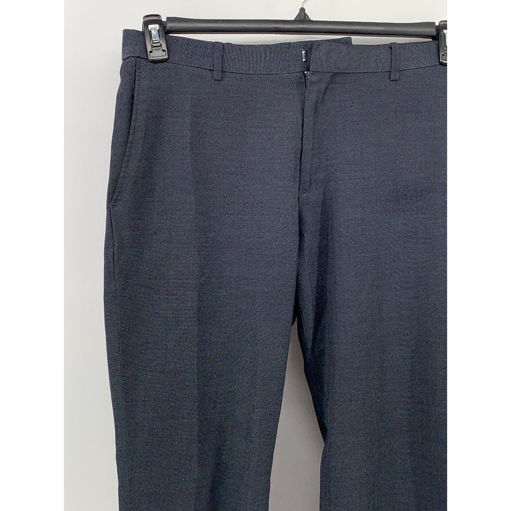 MICHAEL BRANDON Men's Navy Textured Slim-Leg Regular-Fit Pants SZ 36X32