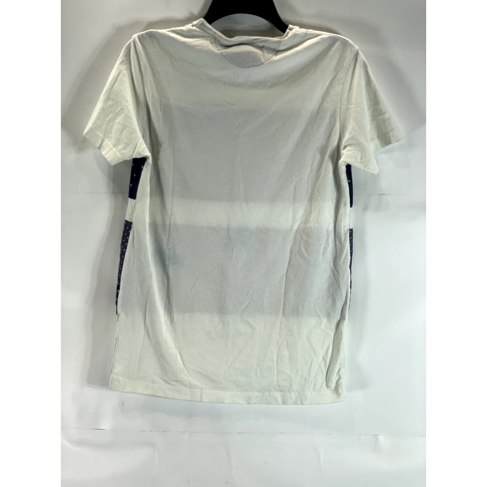 ZARA MAN Men's Navy/White Printed Colorblock Crewneck Short Sleeve T-Shirt SZ S