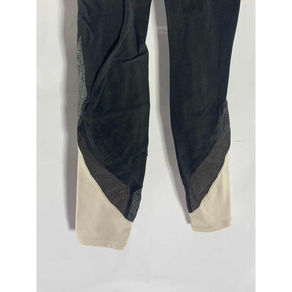 ATHLETA Women's Black/Cream Colorblock Salutation Pull-On Leggings SZ 2XS