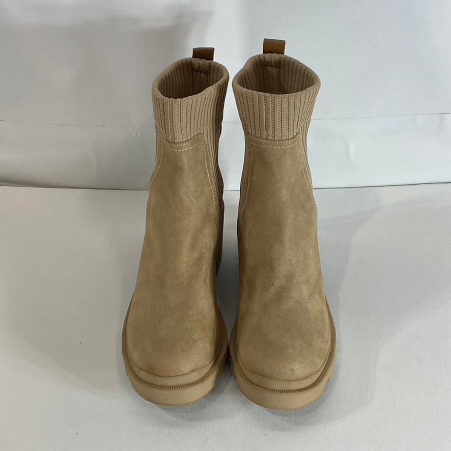 STEVEN NEW YORK Women's Tan Darla Lug-Sole Pull-On Sock Boots SZ 6