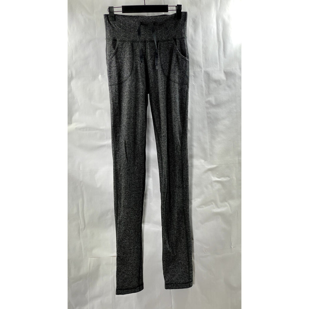 LULULEMON Women's Black-Gray High-Rise Straight-Leg Stretch Leggings SZ 6