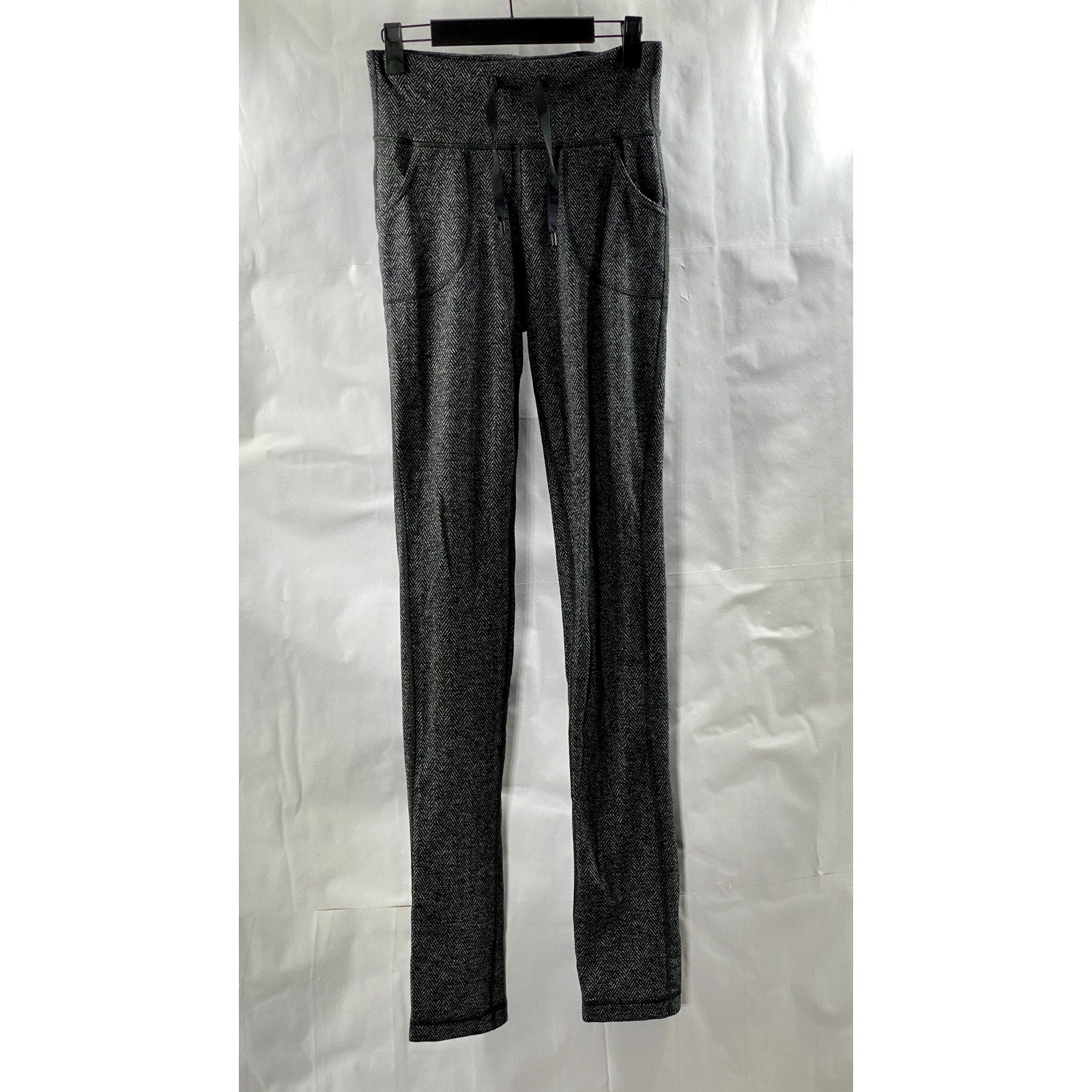 LULULEMON Women's Black-Gray High-Rise Straight-Leg Stretch Leggings SZ 6
