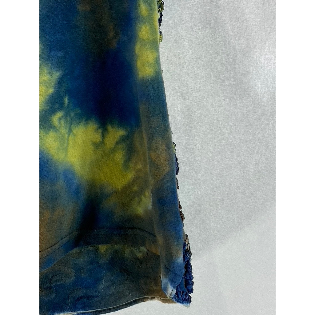 MEZON Women's Green Tie-Dye Textured Scoop-Neck Sleeveless Tank Top SZ M