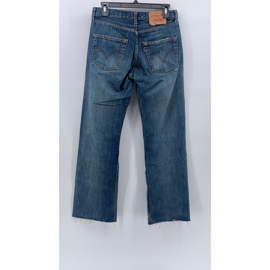 LEVI'S Men's Blue Denim Distressed 501 Original Fit Straight-Leg Jeans SZ 28X32