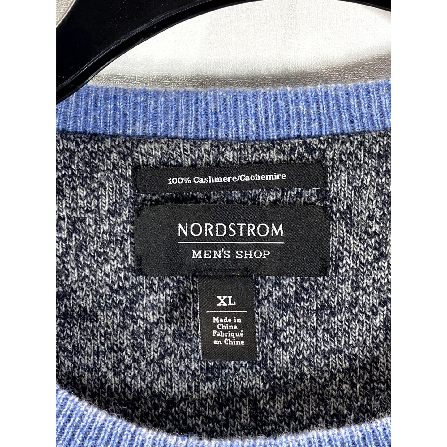 NORDSTROM MEN'S SHOP Men's Blue Cashmere Crewneck Long Sleeve Sweater SZ XL