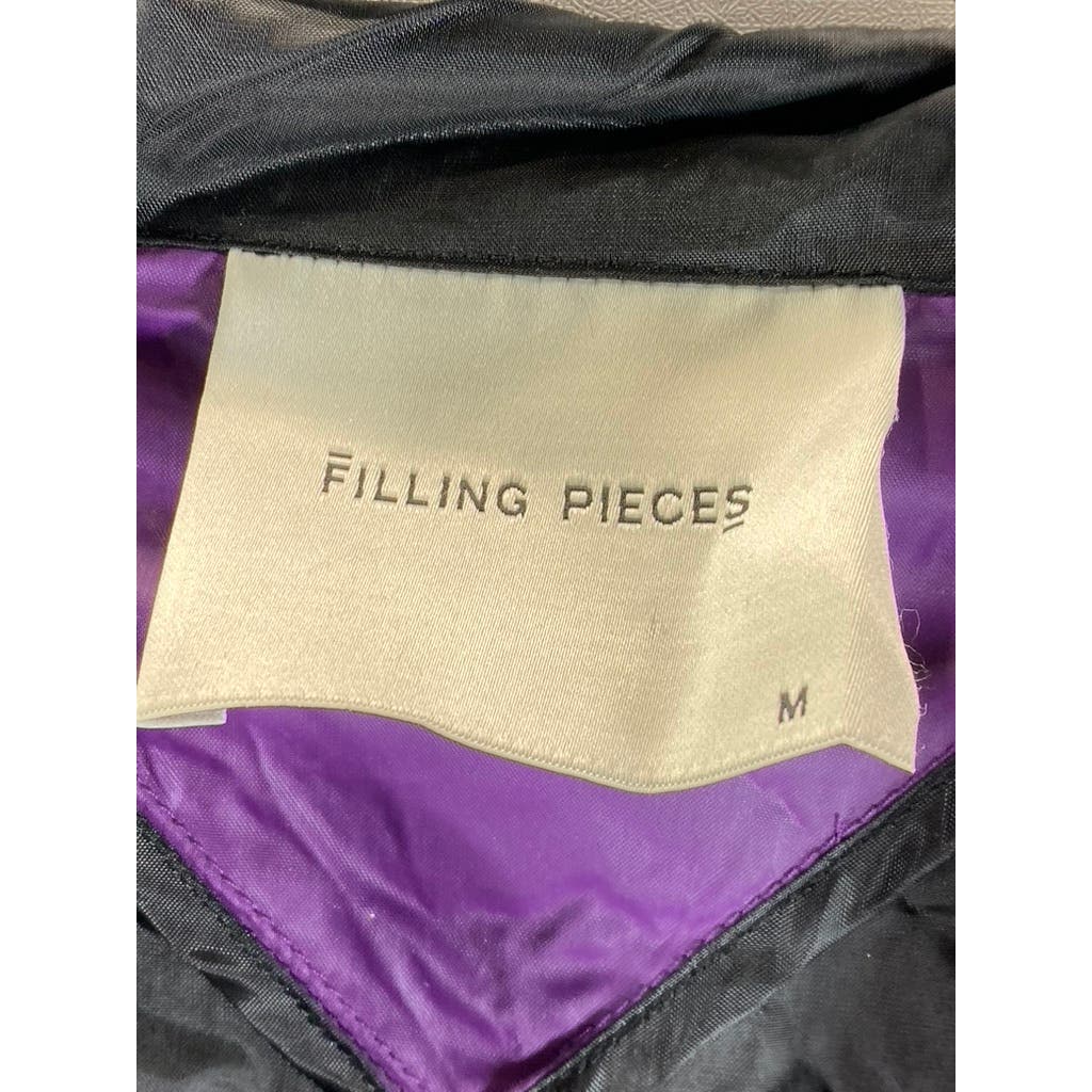 FILLING PIECES Men's Black/Purple Colorblock Zip-Up Lightweight Jacket SZ M