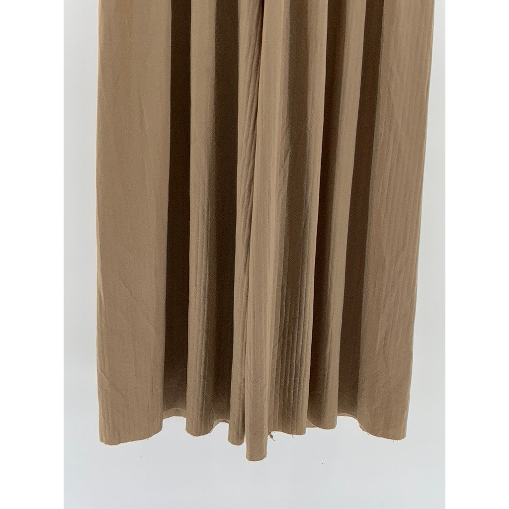 UNBRANDED Women's Tan Pleated Pants SZ S