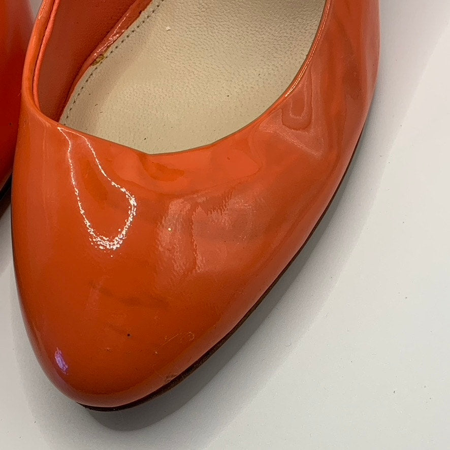 COACH Women's Orange Nala Patent Leather Round-Toe Slip-On Pumps SZ 7.5