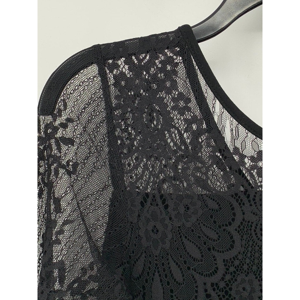 SCARLET DARKNESS Women's Black Long Sleeve Lace Midi Dress SZ S