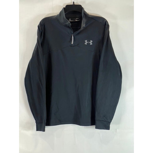 UNDER ARMOUR Men's Black Coldgear Loose Half-Zip Pullover Sweater SZ M