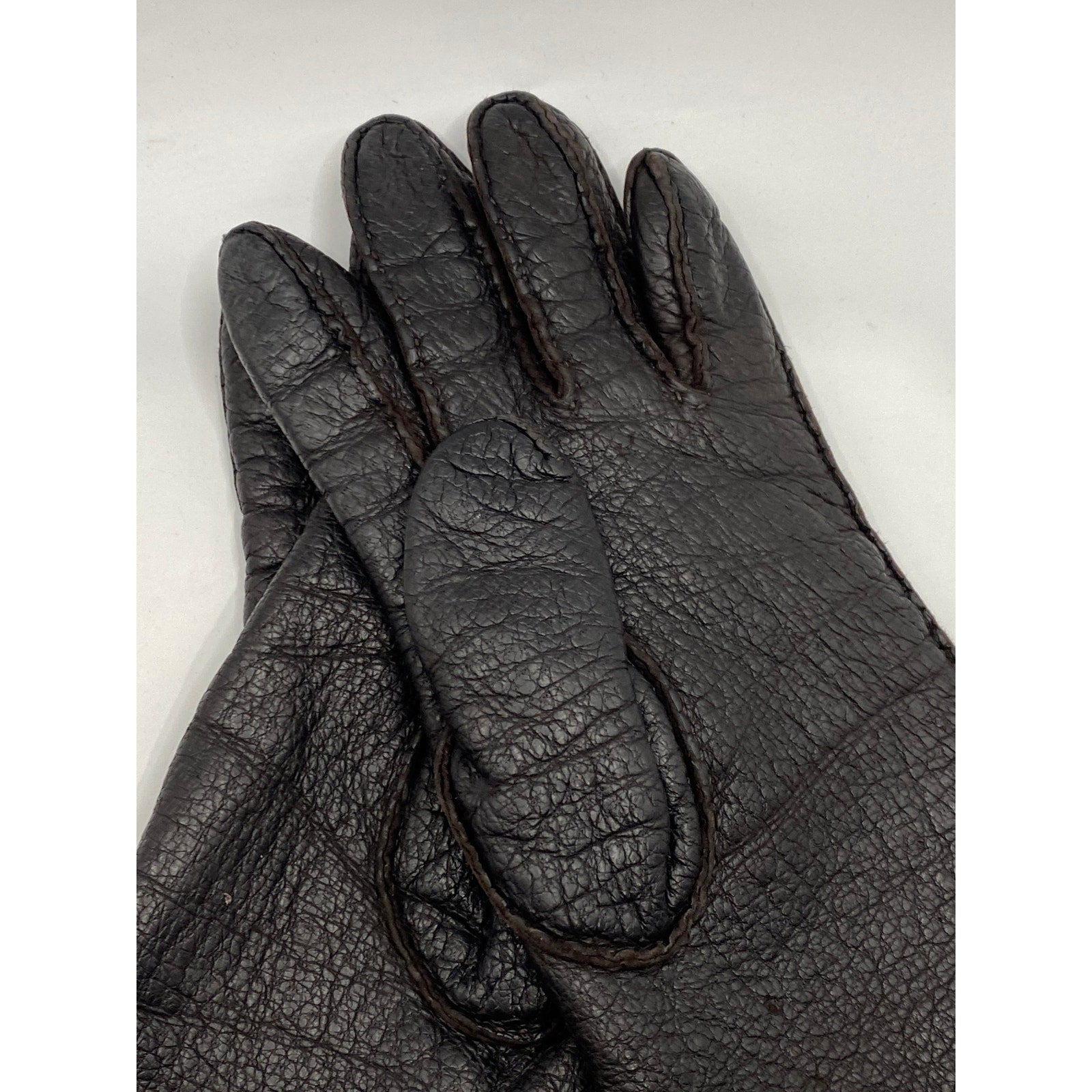 SERMONETA Women's Brown Leather Cashmere Lined Gloves SZ 7