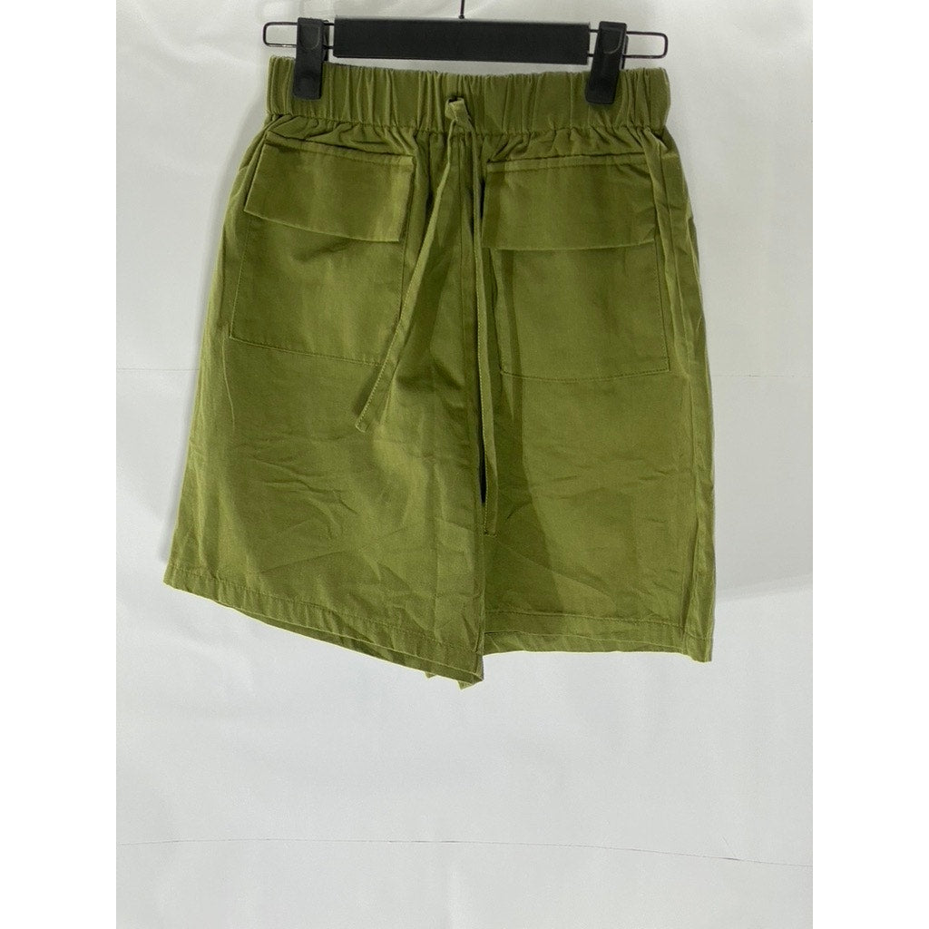 SHEIN Women’s Olive Green Drawstring Loose-Fit Pull-On Shorts SZ XS