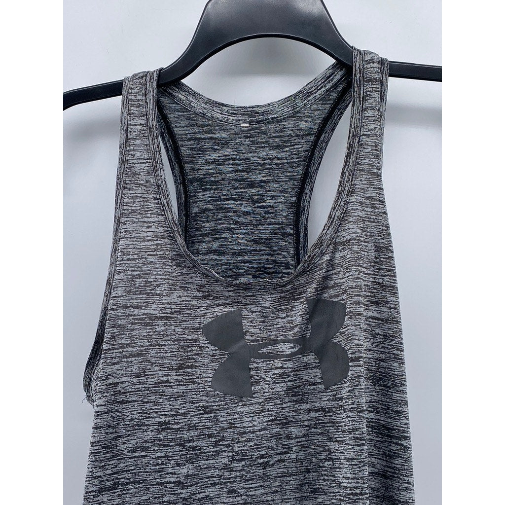 UNDER ARMOUR Women's Heather Dark Gray Scoop-Neck Racerback Sleeveless Top SZ M