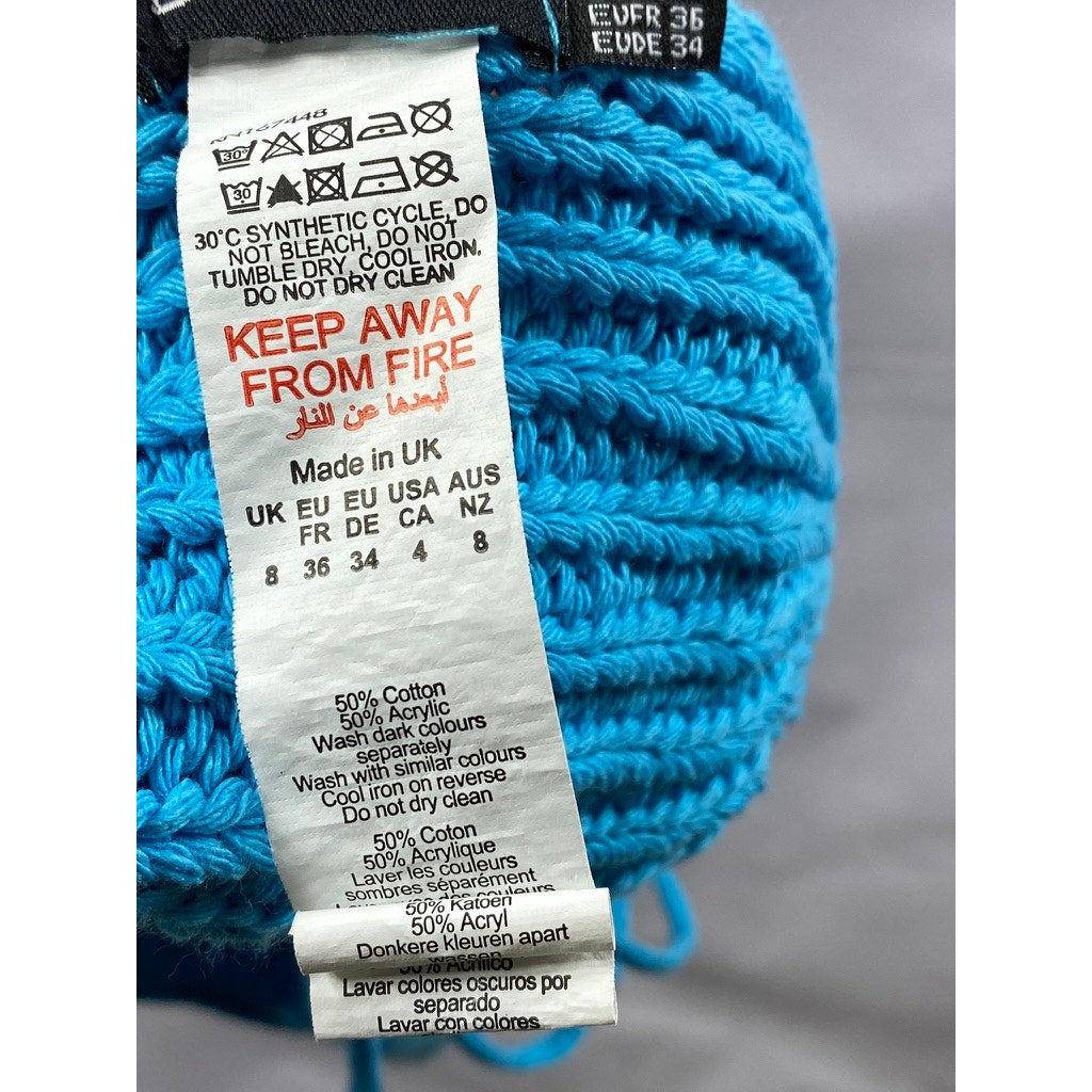 BOOHOO Women's Blue Crochet Knit Tie Open Back Bra SZ 4
