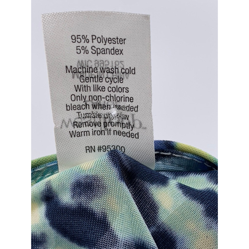 WEST LOOP Women's Blue-Green Printed V-Neck Sleeveless Maxi Dress SZ L