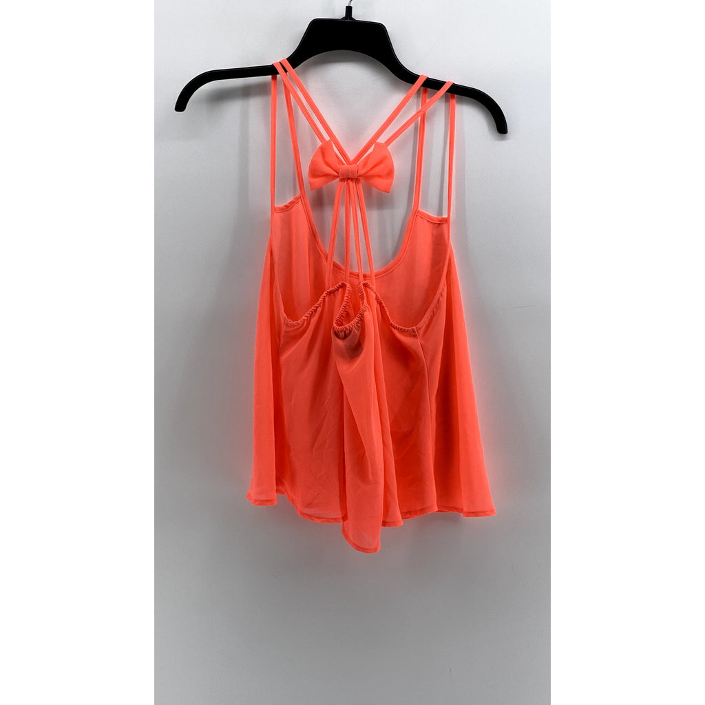 RUE 21 Women's Orange Sheer Cross-Back Bow Sheer Tank Top SZ L