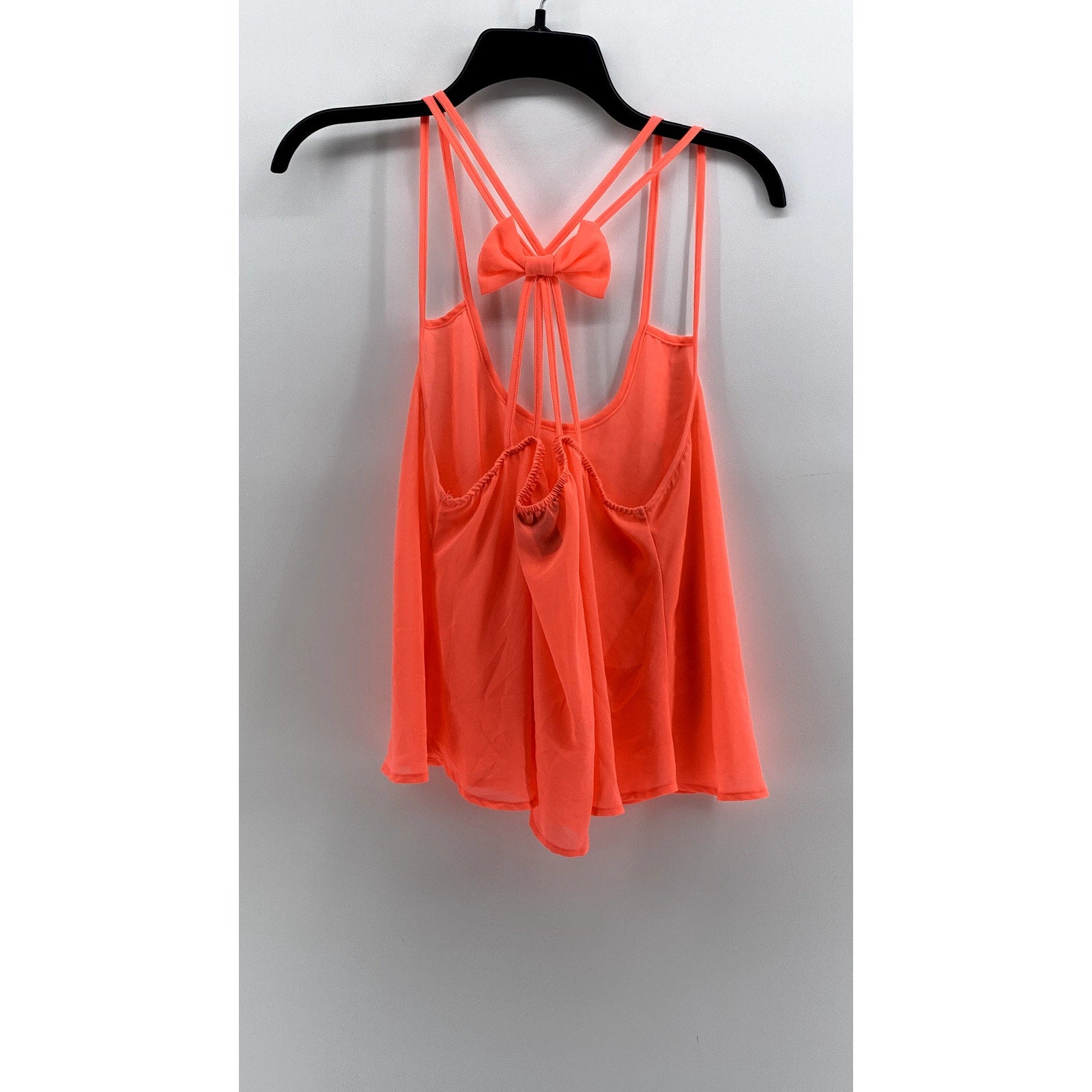 RUE 21 Women's Orange Sheer Cross-Back Bow Sheer Tank Top SZ L