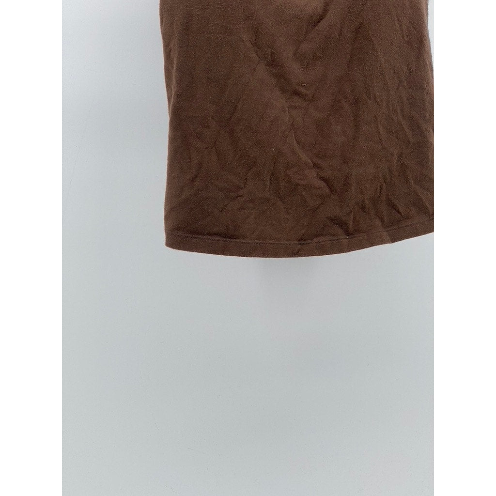 UNBRANDED Women's Brown Solid Scoop-Neck Racerback Sleeveless Casual Tank SZ S