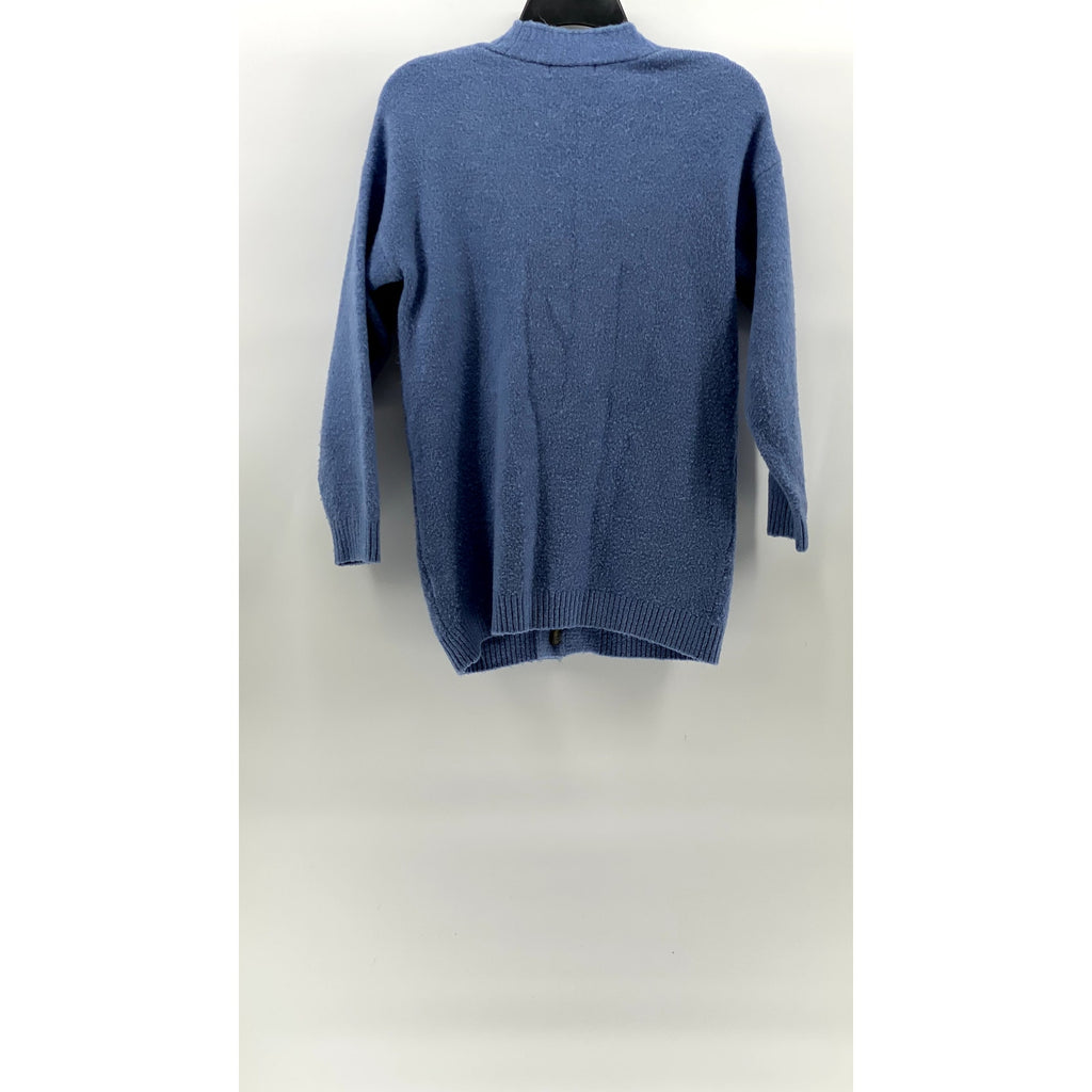 PRIMARK Women's Blue Knit V-Neck Long Sleeve Pocket Button-Up Cardigan SZ 2/4