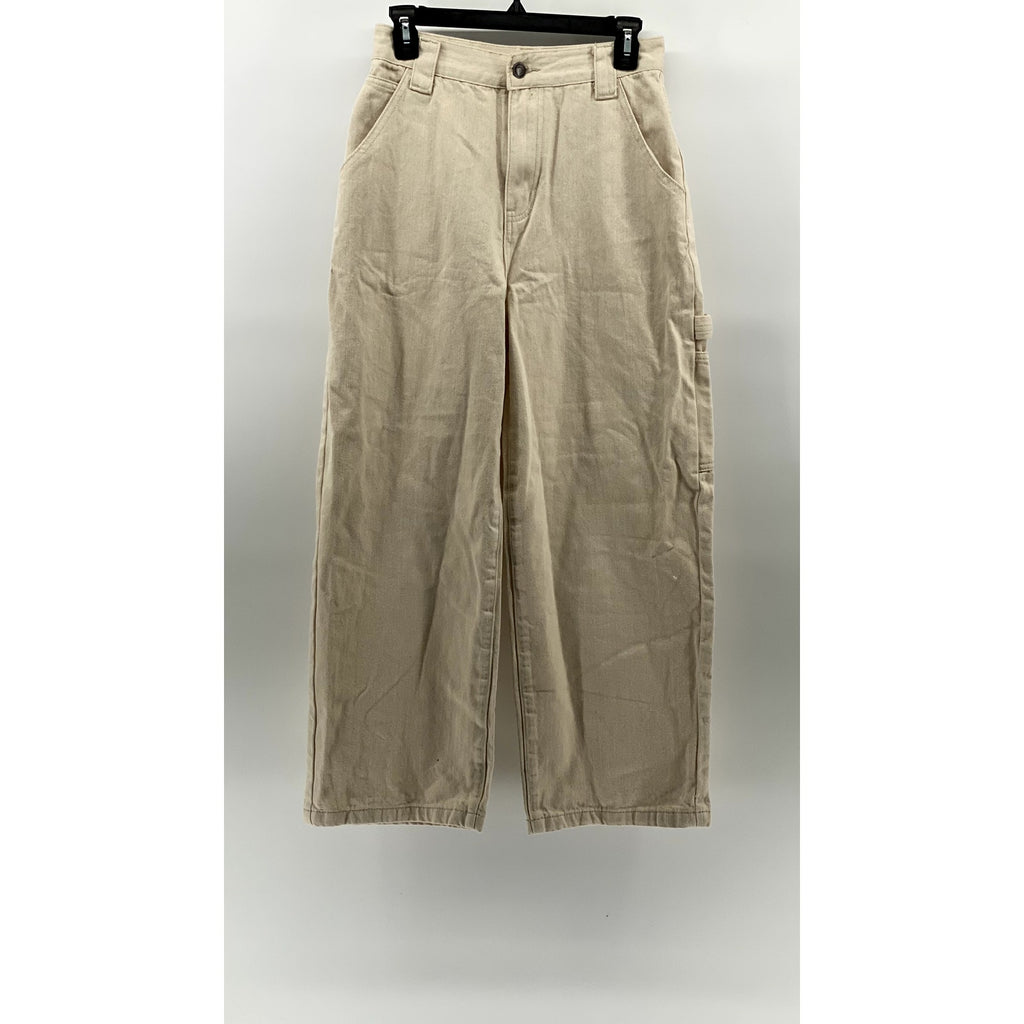 AMYWINEHOUSE Women's Beige Denim Relaxed-Fit Baggy Carpenter Pants SZ L