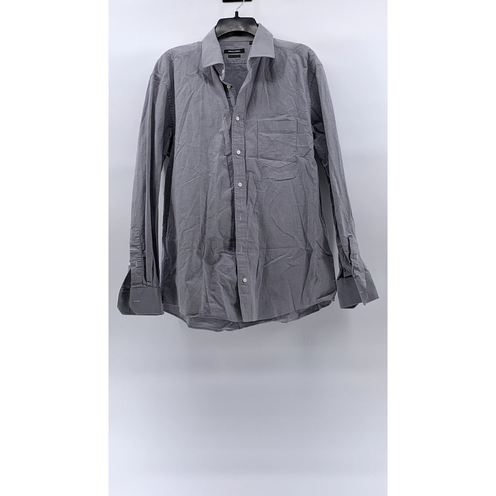 INDOCHINO Men’s Gray Button-Up Regular-Fit Long Sleeve Shirt SZ S