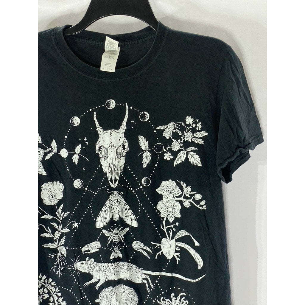 GILDAN Women's Black Graphic Crewneck Short Sleeve T-Shirt SZ M