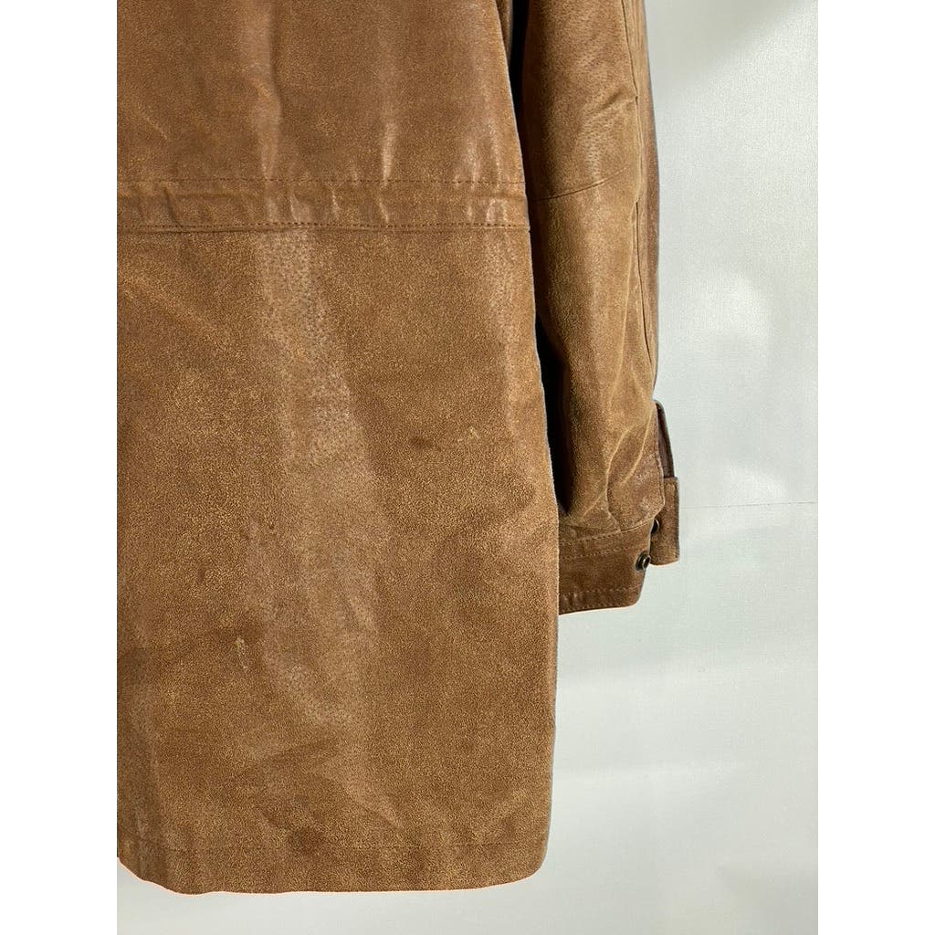 WILSONS LEATHER Men's Vintage Brown Leather Zip-Up Jacket SZ L