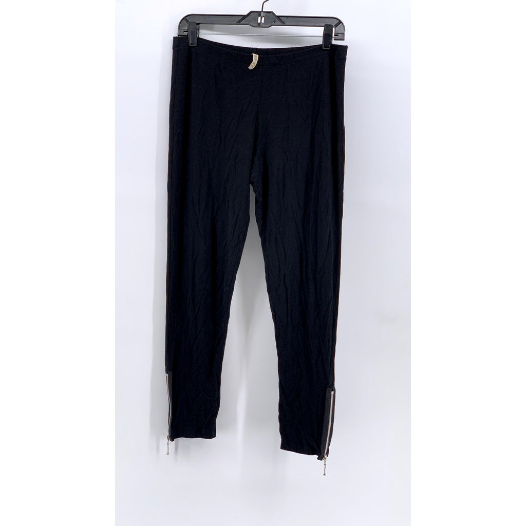 COMFY USA Women's Black Mid-Rise Zipper-Hem Ankle Pants SZ L