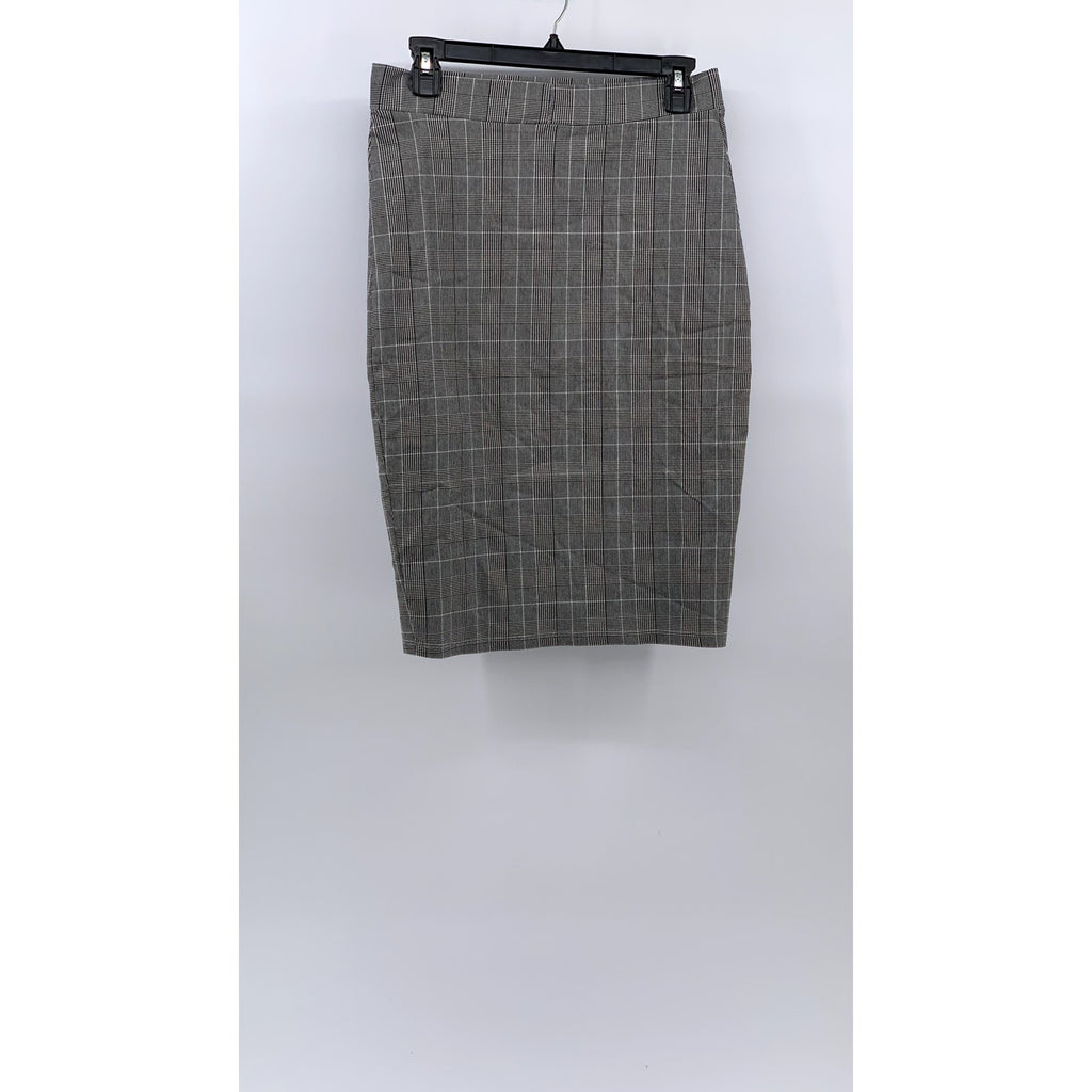 CRECE Women's Gray Plaid Straight Knee-Length Skirt SZ L