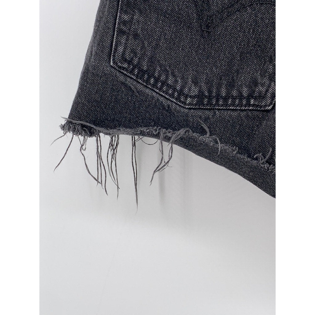 LEVI'S Women's Black Denim Distressed 501 Shorts SZ 26