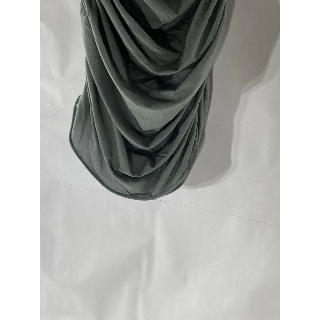 UNBRANDED Women’s Gray Solid Side Ruched Strapless Lightweight Top SZ S