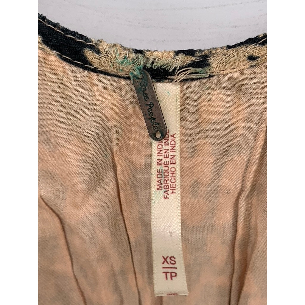 FREE PEOPLE Women's Brown Printed V-Neck Cutout Casual Maxi Dress SZ XS