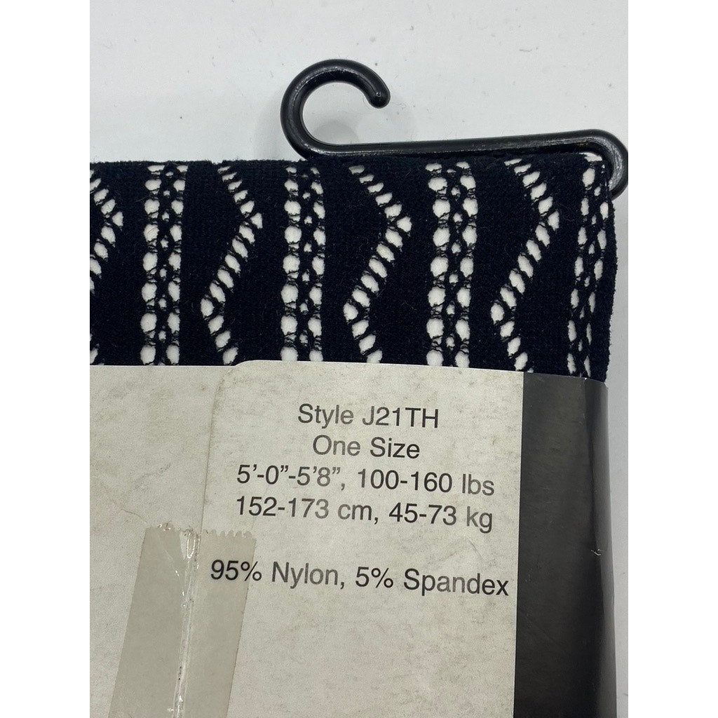 FOOT TRAFFIC Women's Black Cutout Stretch Pull-On Knee High Socks SZ OS