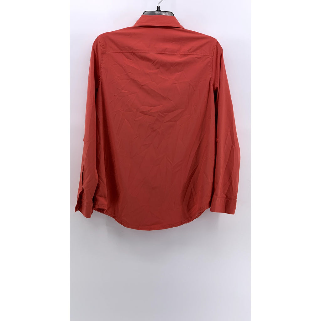 EDDIE BAUER Women's Red Classic-Fit Button-Up Long Sleeve Top SZ S