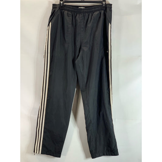 ADIDAS Men's Black 3-Stripe Climashell Zipper-Hem Windbreaker Track Pant SZ M