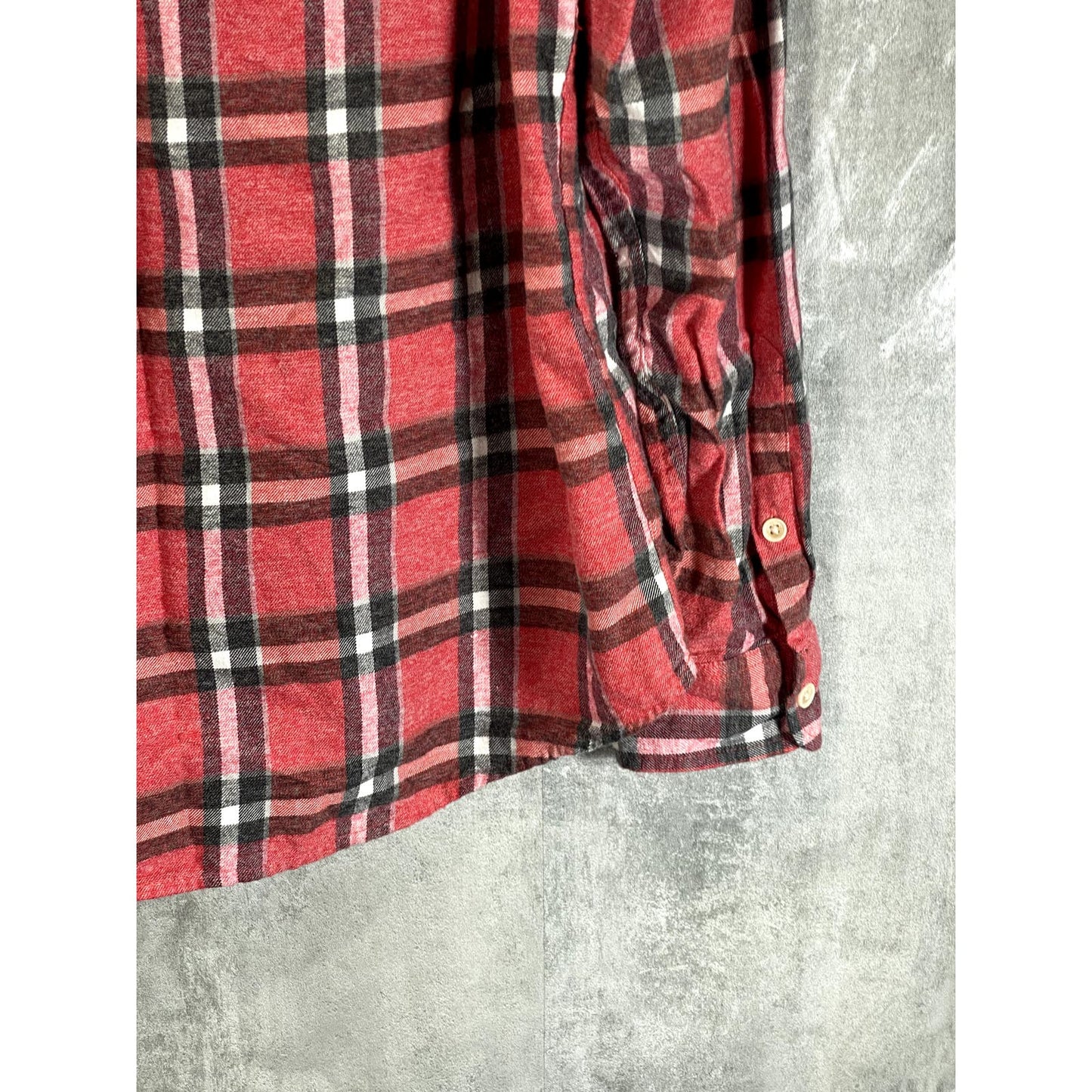 LUCKY BRAND Men's Red Plaid Humboldt Workwear Button-Up Long Sleeve  Shirt SZ L