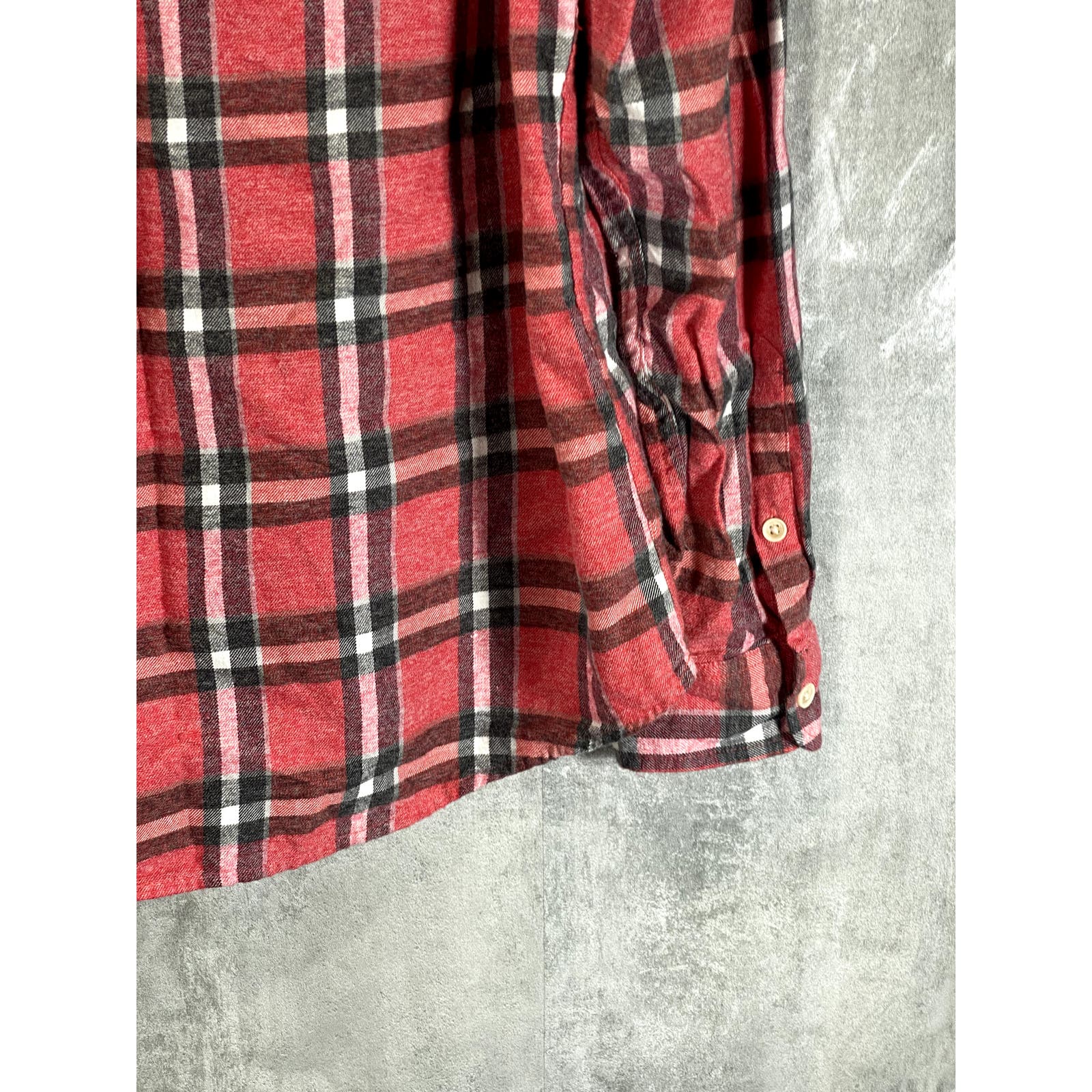LUCKY BRAND Men's Red Plaid Humboldt Workwear Button-Up Long Sleeve  Shirt SZ L