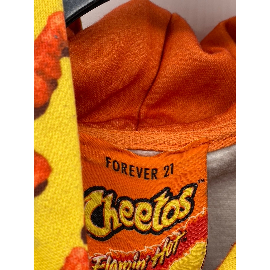 FOREVER 21 X CHEETOS Women's Orange-Red Graphic Long Sleeve Cropped Hoodie SZ L