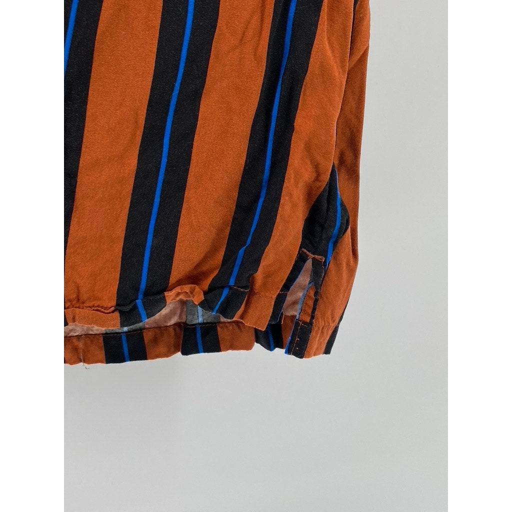 URBAN OUTFITTER Orange-Blue Vertical Stripe Button-Up Shirt SZ M