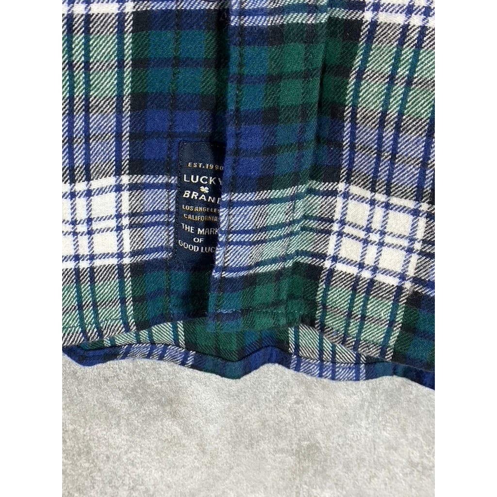LUCKY BRAND Men's Green Plaid Humboldt Workwear Button-Up Long Sleeve Shirt SZ L