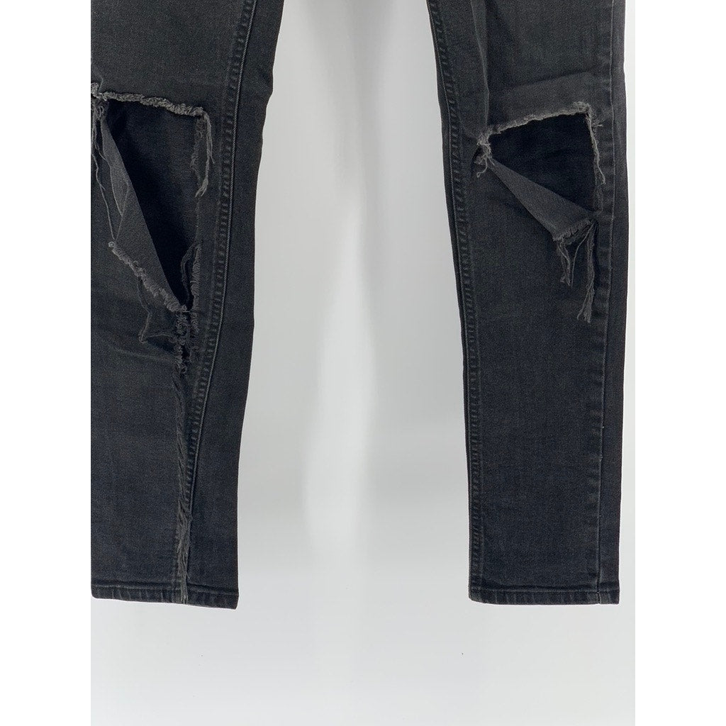 TOPMAN Men's Black Distressed Skinny Stretch Jeans SZ 30R