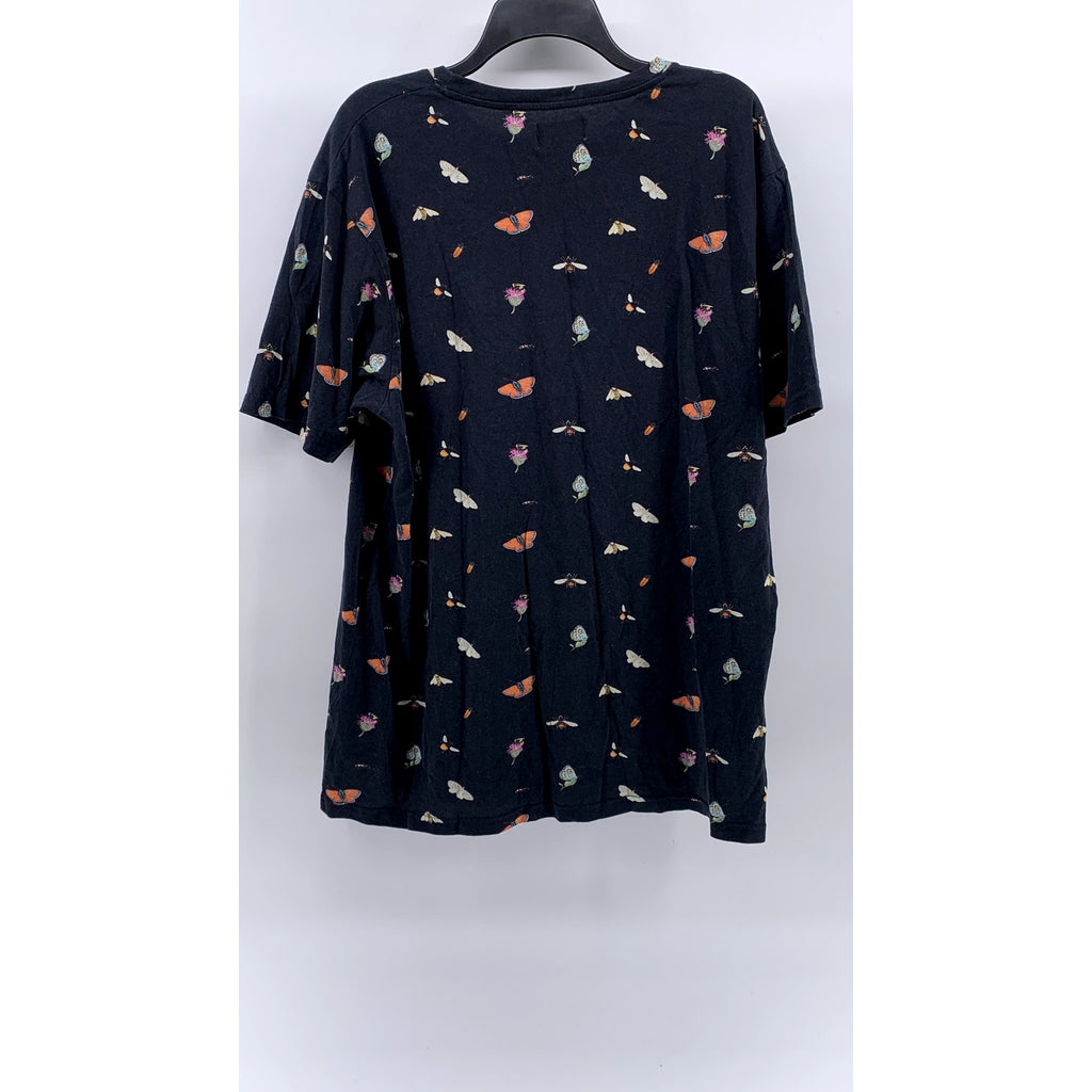 SQRTN COMPANY Unisex Adult Black Butterfly Crewneck Short Sleeve T-Shirt SZ XL