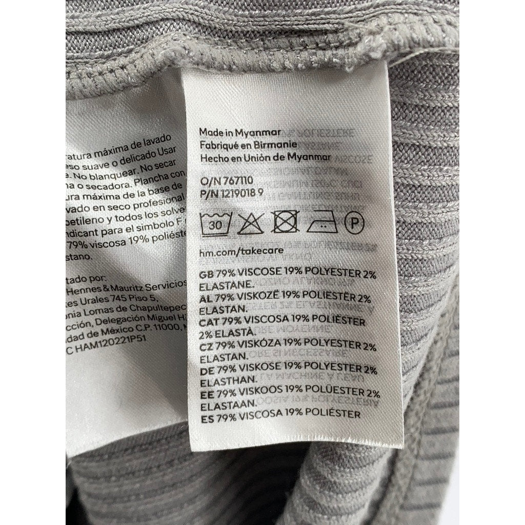 DIVIDED By H&M Women's Gray Ribbed Crewneck Long Sleeve Cropped Top SZ XS