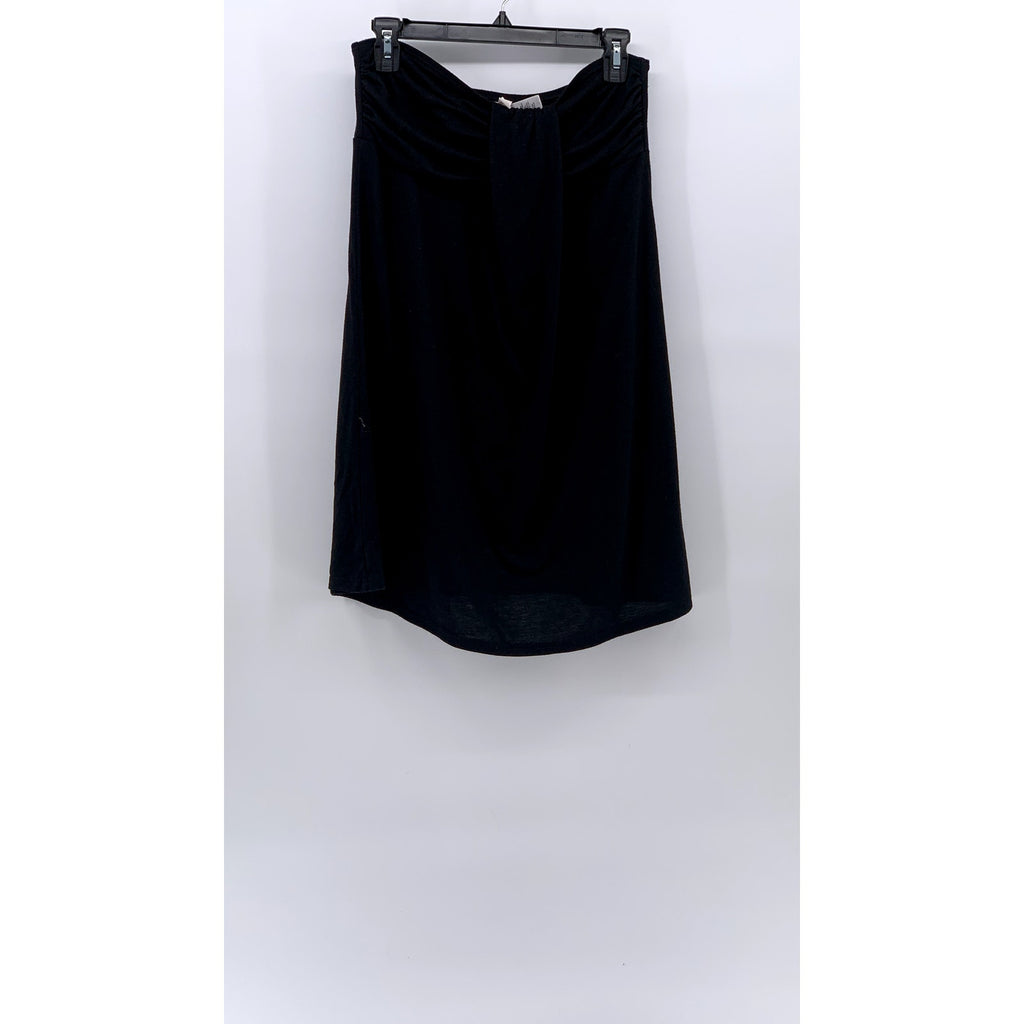 HULA HONEY Women's Black Solid Drapey Strapless A-Line Mini Dress SZ M