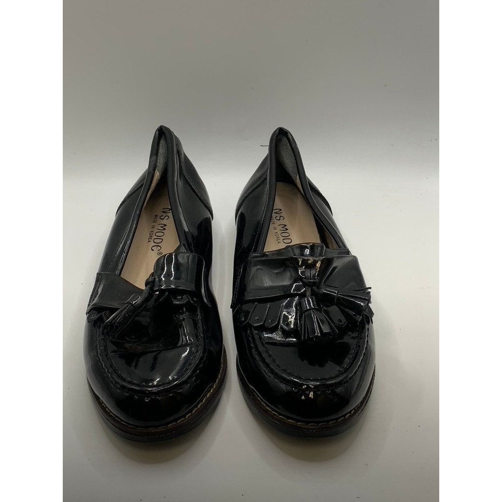 N'S MODE Women's Black Patent Leather Slip-On Tassel Loafers SZ 5.5/6