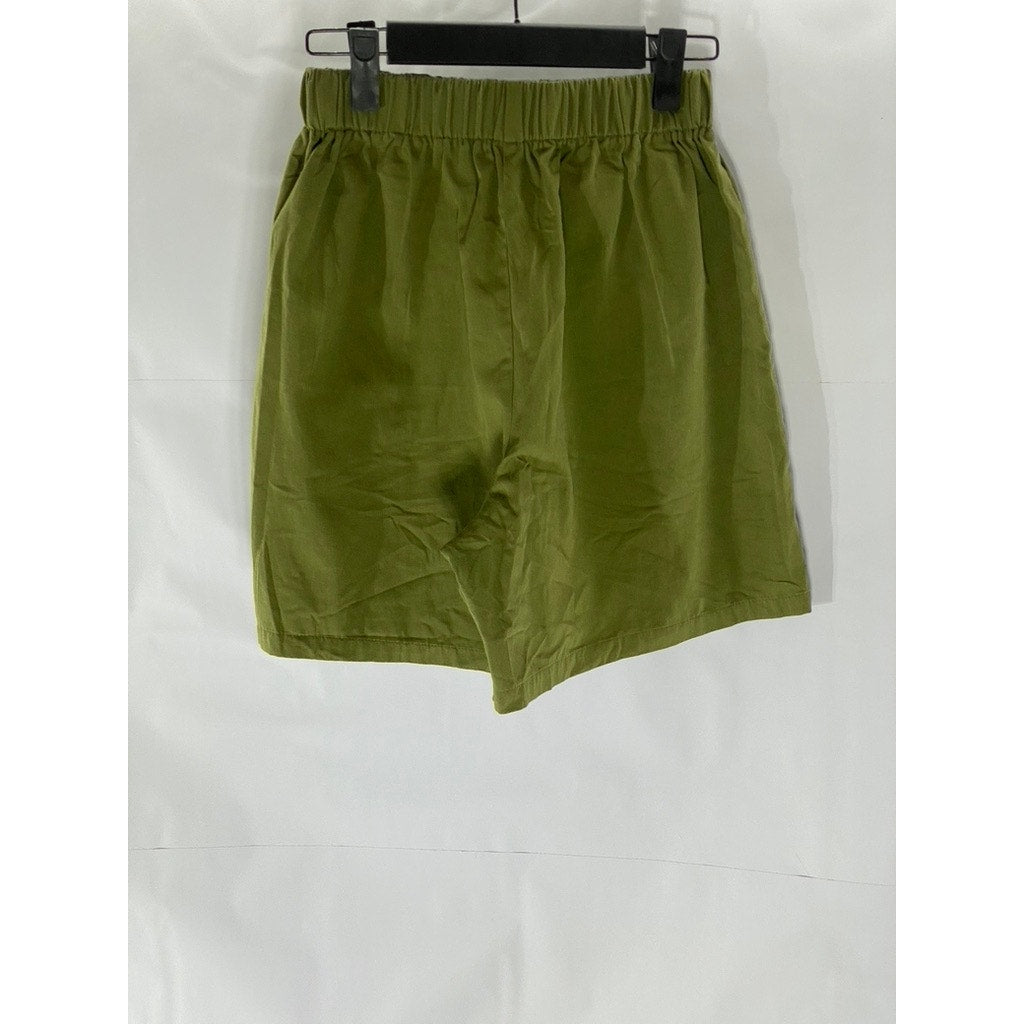 SHEIN Women’s Olive Green Drawstring Loose-Fit Pull-On Shorts SZ XS