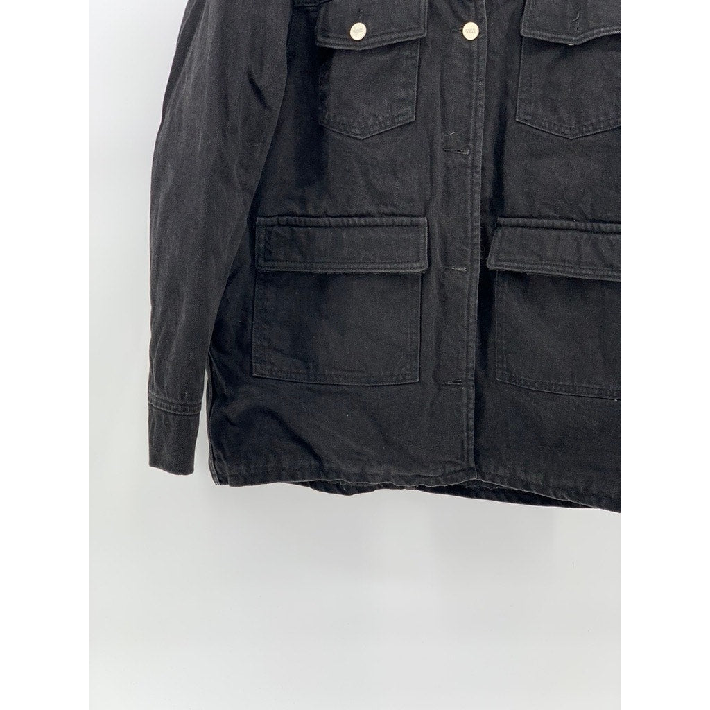 WOOD WOOD Men's Black Denim Button-Up Sherpa Lined Four Pocket Jacket SZ 40